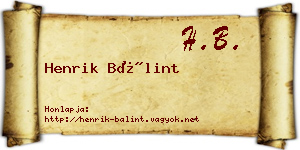 Henrik Bálint névjegykártya