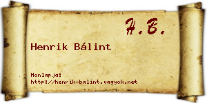 Henrik Bálint névjegykártya